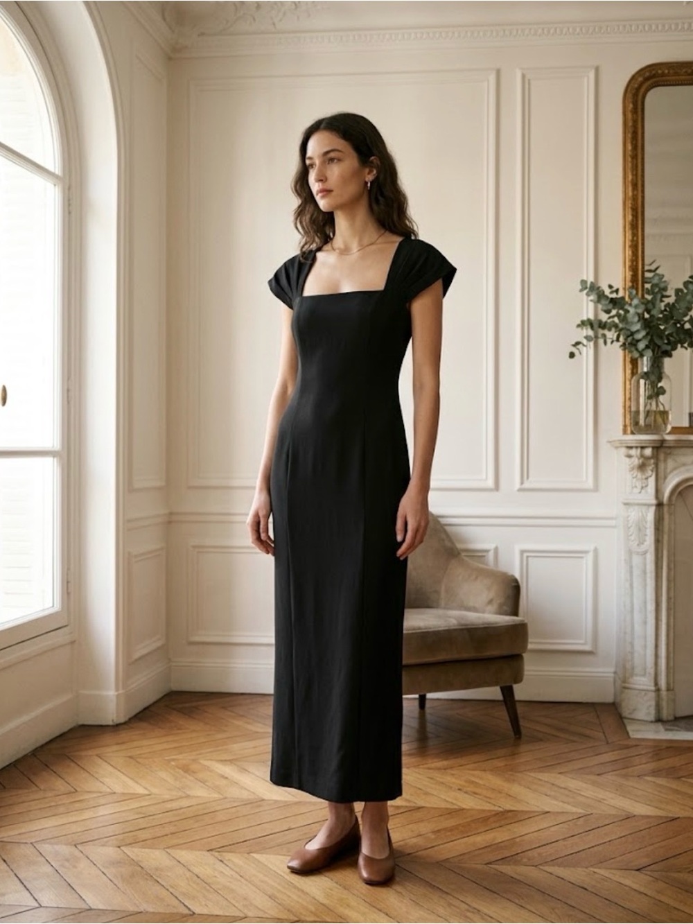 Abercrombie & Fitch Square Neckline Bodycon Maxi Dress Medium Tall